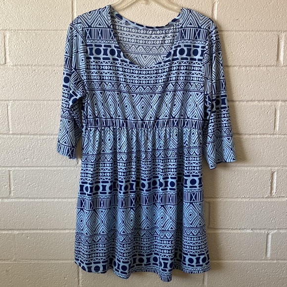 Blue Tribal Tunic Dress - Picture 1 of 4